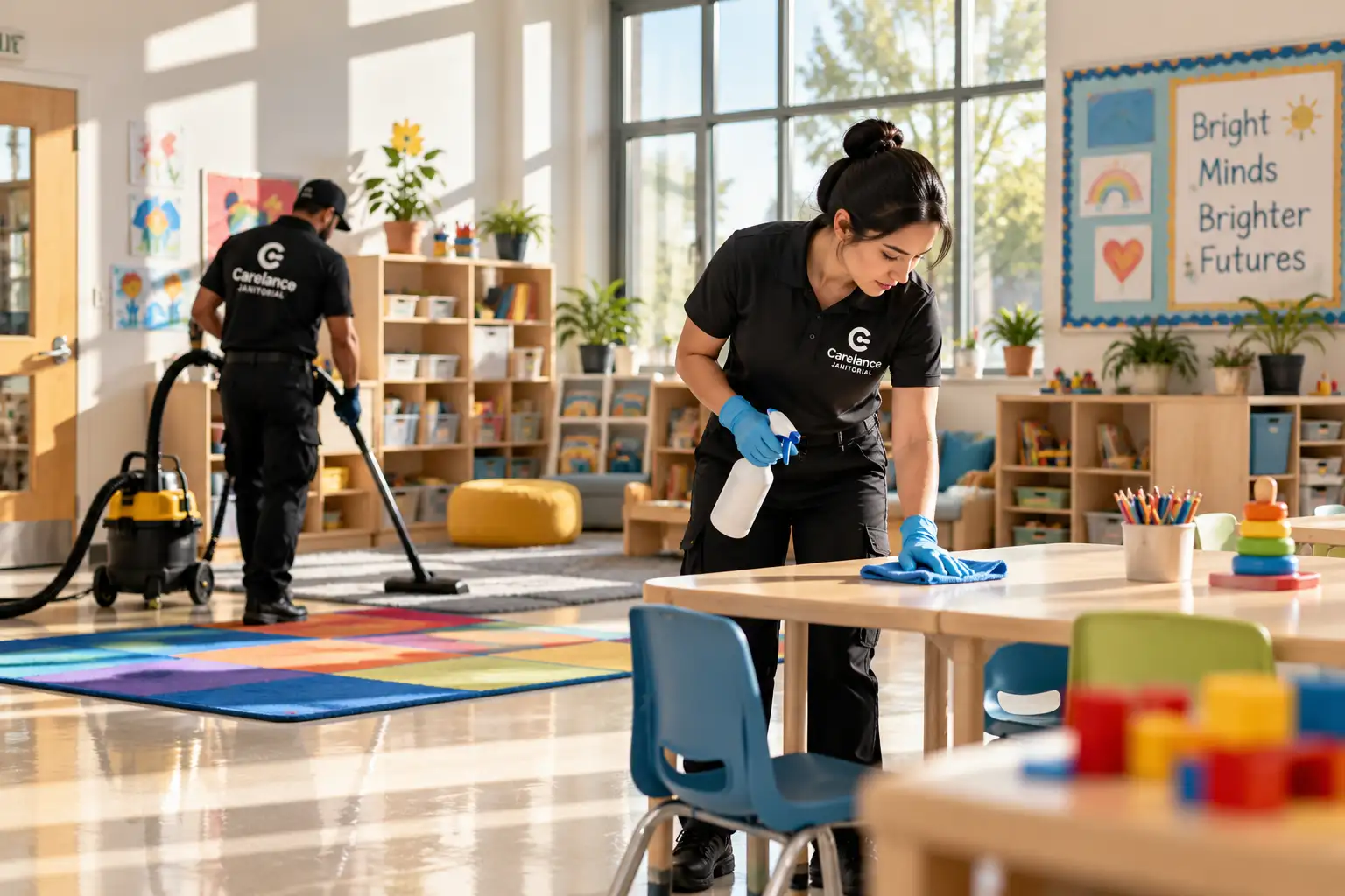 classroom table cleaning