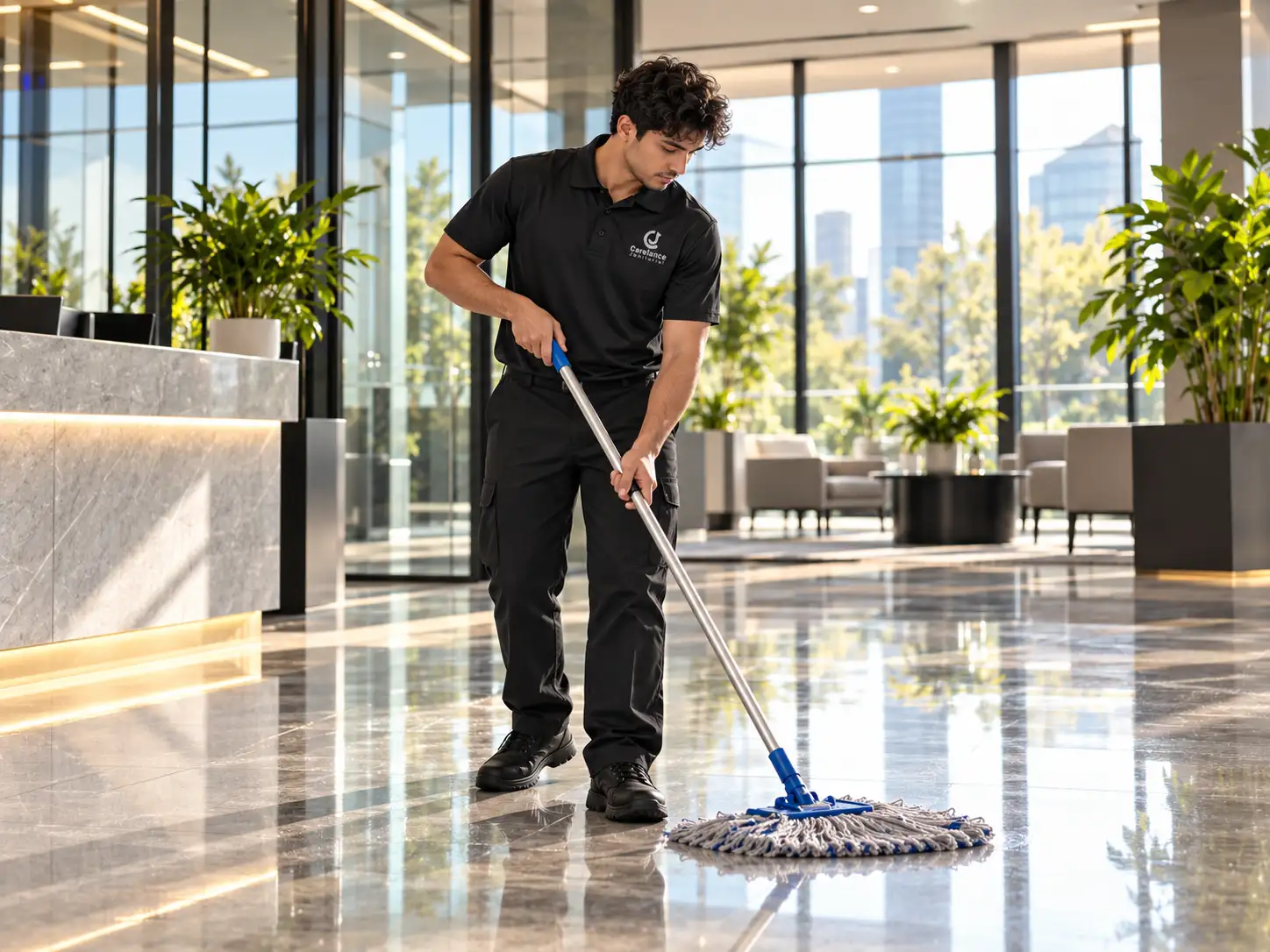 commercial floor mopping