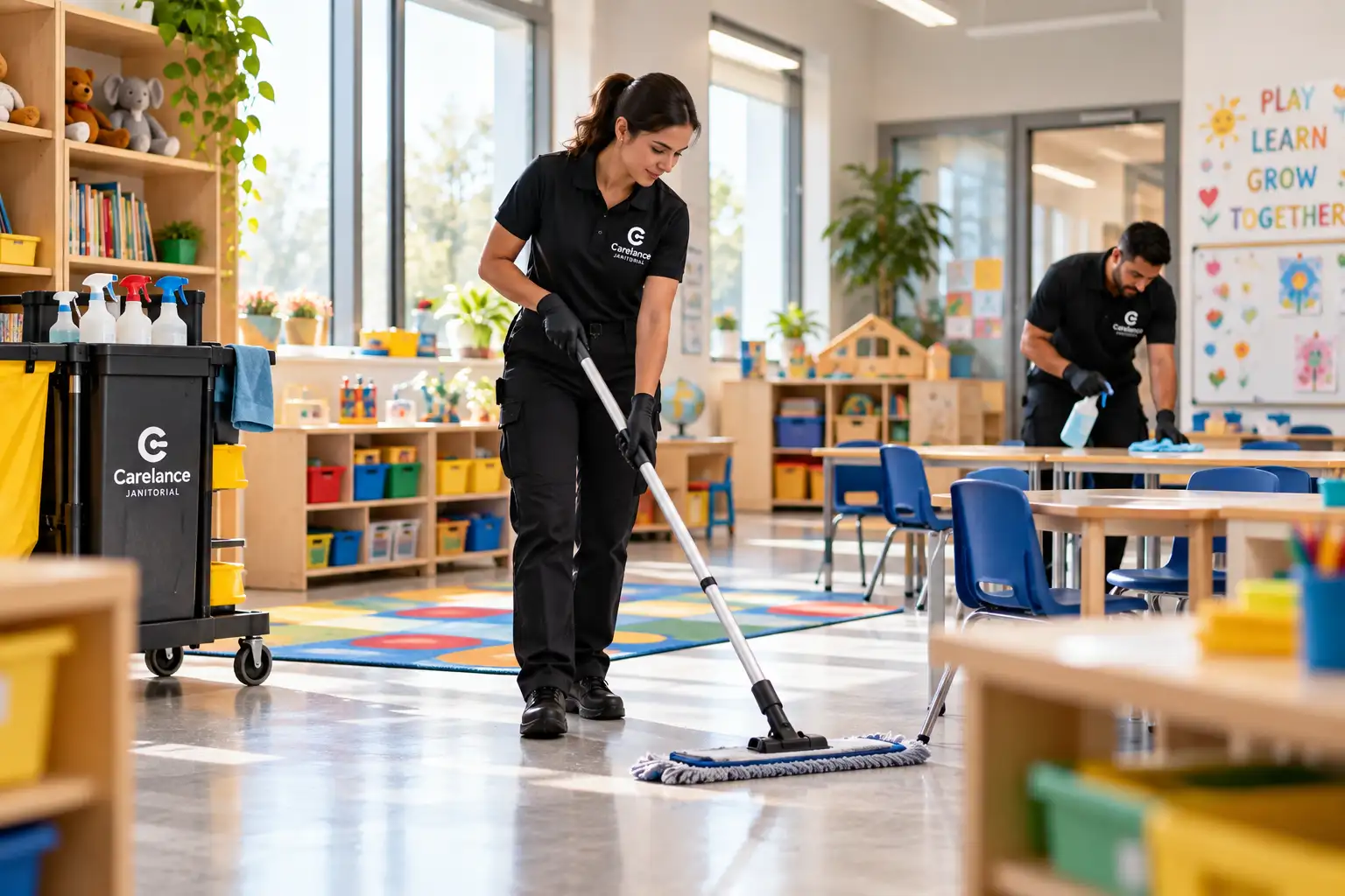 daycare floor mopping
