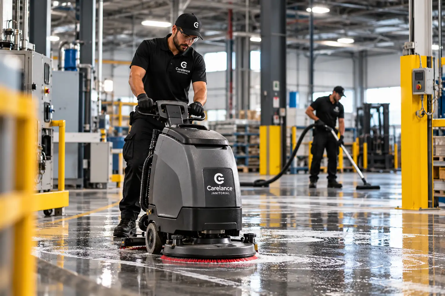 industrial floor scrubbing